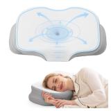 Nappixel Cervical Neck Pillow for Sleeping - Ergonomic Contour for Side Sleepers, Neck Support and Shoulder Pain Relief, with Memory Foam, Removable Washable Cooling Cover, Grey and White