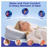 Nappixel Cervical Neck Pillow for Sleeping - Ergonomic Contour for Side Sleepers, Neck Support and Shoulder Pain Relief, with Memory Foam, Removable Washable Cooling Cover, Grey and White