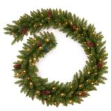 AMERZEST 9 FT Christmas Garland Pre-lit 70 LED Lights Holiday Artificial Decor for Stairs Mantle Door Indoor Outdoor Garland with Battery Operated Timer