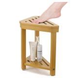 Boulphia Shower Foot Rest 14in, Acacia Wood Shower Stool for Shaving Legs (Yellow)