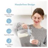 Papablic Glass Breastmilk Pitcher, Fast Baby Formula Maker with Mixing Handle Lid, Wide Mouth Mason Jar Breast Milk Storage Container with Flip-Lock Spout, BPA-Free, Blue.