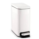 TrashAid Slim Bathroom Trash Can with Lid Soft Close, 6 Liter1.6 Gallon Stainless Steel Small Garbage Can with Removable Inner Bucket, Step Pedal, Slim Wastebasket for Toilet, Office, Bedroom, White