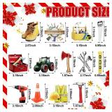 Fullhawl 26 Pcs Construction Tools Christmas Tree Ornaments Acrylic Xmas Hanging Double Sided Pattern Handyman Ornaments for Home Party Decor