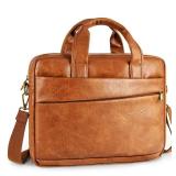 Faux Leather Messenger Bag for Men 17.3 Inch: Laptop Bag Briefcase Computer Handbags Shoulder Crossbody Bag with Padded Laptop Sleeve for Work College Travel, PU Brown
