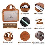 Faux Leather Messenger Bag for Men 17.3 Inch: Laptop Bag Briefcase Computer Handbags Shoulder Crossbody Bag with Padded Laptop Sleeve for Work College Travel, PU Brown
