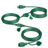 Eversimpleinc Outdoor Extension Cord with Multiple Outlets, (25FT 3 Outlets) Evenly Spaced with Weatherproof Cover, Ideal for Christmas Decoration Garden Patio Lights, 16AWG3C SJTW, ETL Listed