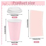 60 Pack Pink Coffee Cup with Lids Sleeves, 12oz Insulated To Go Paper Cups Pink Party Cups Disposable Paper Cups, Drinking Cup for New Year Anniversay Valentinefts Wedding Birthday Baby Shower Party