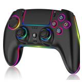 MYSTILUCK Wireless Controller For PS-5ProPCMACiOSAndroidSteam Deck, Gamepad with 7 Color RGB LightingHall Effect JoystickDual VibrationTurboProgrammableHeadset JackTouchpad1500 mAh Battery