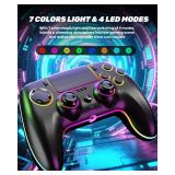 MYSTILUCK Wireless Controller For PS-5ProPCMACiOSAndroidSteam Deck, Gamepad with 7 Color RGB LightingHall Effect JoystickDual VibrationTurboProgrammableHeadset JackTouchpad1500 mAh Battery