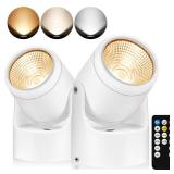 URTOM 2 Pack LED Uplights Indoor, 3W Plug-in Spot Lights Indoor with Remote Control: Dimmable and Timer, 3000K4000K5000K Adjustable Uplights for Plants, Pictures, Artwork, 5.9 FT Plug Cord
