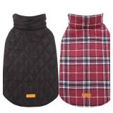 Kuoser Waterproof Dog Coat, Reversible Dog Jacket for Large Dogs, Adjustable Durable Doggie Winter Coat for Groowing Puppies Warm Puppy Cold Weather Apparel, Red L