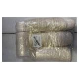 *Some Smashed* Arcccky 100 Pack 4oz Disposable Natural Bagasse Fiber Cups with Lids, Ice Cream Cups, Recycleable Paper Bowls for Sauce, Condiment, Salad Dressing, Souffle, Nuts (White)