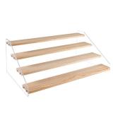 PACKGILO 1 Pack Large 4 Tier Acrylic Display Stand 16*10.6*6.3 inches for Figures Wooden Risers Display Case for Craft Fair Acrylic Cupcake Stand for Dessert Table Cologne Organizer for Men
