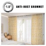 SUOUO Mustard Yellow Floral Chenille Curtains for Living Room Bedroom Grommet 96 Inches Long Patterned Grey Leaf Boho Window Drapes Sunflower 2 Panels