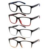 Reading Glasses for Men 4-Pack Stylish Computer Readers with Spring Hinges, Anti GlareEye Strain Filter UV Ray Blue Light Blocking Two-Tone Reader Eyeglasses,+1.0 Magnification Strength