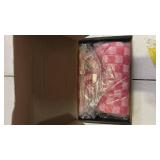 SOIDRAM 2 Pieces Makeup Bag Large Checkered Cosmetic Bag Capacity Canvas Mix Travel Toiletry Bag Organizer Cute Makeup Brushes Aesthetic Accessories Storage Bag for Women, Checkered Mix Rose Red