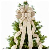 Christmas Tree Topper Bow Elegant Gold Bows for Christmas Tree, 52\X12\in Large Ribbon Tree Topper for Xmas Holiday Wedding Birthday Partyin
