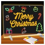 LED Drawing Board for Kids, Light Up LED Drawing Board with Colors, Magic Drawing Tablet with 2 Triangular Stand 7 Colored Pens Christmas and Birthday Gifts for Girls Boys(13.78X9.85in)