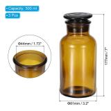 PATIKIL Reagent Media Bottle, 3 Pcs 500ml Glass Wide Mouth Reagent Media Storage Bottle with Glass Ground Stopper for Lab Water Reagent Liquids, Chemistry, Science, Vase, Perfume, Amber