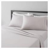 Amazon Basics Lightweight Super Soft, Wrinkle-Free Luxury Microfiber 4 Piece Bed Sheet Set with 14-Inch Deep Pockets, Full, Light Gray, Solid