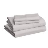 Amazon Basics Lightweight Super Soft, Wrinkle-Free Luxury Microfiber 4 Piece Bed Sheet Set with 14-Inch Deep Pockets, Full, Light Gray, Solid
