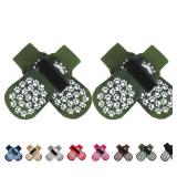 EXPAWLORER Anti Slip Dog Socks to Prevent Licking Paws, Shoes for Hot Pavement, Dog Booties for Small Medium Large Senior Dogs, Traction Control Boots & Paw Protectors for Hardwood Floors ArmyGreen La