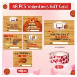 Epakh 48 Set Basketball Valentine Pens Party Favors Sports Ballpoint Pen with Heart Tape for Exchange Gifts Valentine