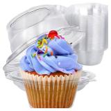 HIMETSUYA Cupcake Boxes Individual Cupcake Containers, 50 Packs Regular Single Cupcake Holder High Topping for Muffins, Thicker Stackable Plastic Cupcake Carrier for Party (50 pack)
