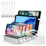 Charging Station for Multiple Devices, 6 Ports Multi Devices USB Charger Fast Cell Phone Charging Station for iPhone iPad Tablet