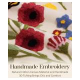 Kokaaee Embroidered Throw Pillow Cover 18x18 Inch - Summer Boho Decorative Pillow Cover with Zipper for Living Room Couch Sofa Bed Aesthetic Design Retro Flower Linen Cushion Pillowcase