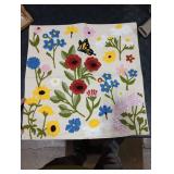 Kokaaee Embroidered Throw Pillow Cover 18x18 Inch - Summer Boho Decorative Pillow Cover with Zipper for Living Room Couch Sofa Bed Aesthetic Design Retro Flower Linen Cushion Pillowcase