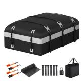 CARFORU Car Rooftop Cargo Carrier Bag, 30 Cubic Feet Waterproof Soft-Shell Car Roof Bag for All Vehicle with/Without Rack, Include Anti-Slip Mat, Reinforced Straps, Door Hooks Luggage Lock (Grey)
