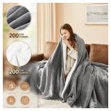 Homemate Heated Electric Blanket King Size - 100x90 Heating BedBlanket Throw with 10 Heating Levels&8 Hours Auto Off, Fast Heating Over-Heated Protection Ultra Soft Flannel ETL Certified, Grey