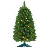 3ft Prelit Artificial Small Mini Christmas Tree with Warm White Multi-Color LED Lights, Timer Battery Operated, Perfect for Xmas Tabletop Decorations, Home, Kitchen, Dining Table top Green