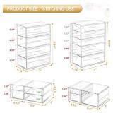 caktraie Makeup Organizer Storage with 16 Drawers, 4 Pcs Desktop Office Supplies, Desk Organizers, Clear Accessories, Dustproof Storage Drawer and for Make Up, Jewelry, Pen, Stationary