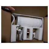 AMZASA Antique Brass Gold Chandelier with Shades, Electroplated Finish, 5 Light Modern Farmhouse Chandeliers with White Fabric Shade, Linear Island Chandelier Lights for Dining Room,Kitchen,Foyer