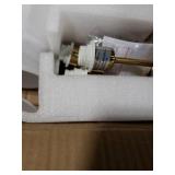 AMZASA Antique Brass Gold Chandelier with Shades, Electroplated Finish, 5 Light Modern Farmhouse Chandeliers with White Fabric Shade, Linear Island Chandelier Lights for Dining Room,Kitchen,Foyer