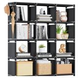 Mavivegue Book Shelf, 12 Cube Storage Organizer, DIY Bookcase, Metal Bookshelf,Tall Book case for Bedroom, Living Room,Office,Closet, Black Cubicle Rack