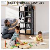 Mavivegue Book Shelf, 12 Cube Storage Organizer, DIY Bookcase, Metal Bookshelf,Tall Book case for Bedroom, Living Room,Office,Closet, Black Cubicle Rack