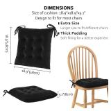 ELFJOY Set of 4 Square Chair Pads Indoor Seat Cushions Pillows with Ties Thick Soft Seat Cushion for Kitchen Dining Office Chair (18, Black)