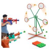 Marlrin Shooting Games Toys for Age 5 6 7 8 9 10+ Year Old Boys, Kids Toy Sports & Outdoor Game with Moving Shooting Target & 2 Popper Air Toy Guns & 24 Foam Balls, Gifts for Boys and Girls