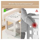 Tilhumt Toddler Table and Chair Set, Montessori Weaning Table and Chair Set for 1-3 Age Kids, 3 Adjustable Height Chair & Activity Table with Fence, Step Stool for Eating, Play, Drawing, Learning