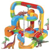 Electric Train Set with 3D Magic Flexible Race Tracks for Kids, Race Car Track Easy to Detach and Store Dinosaur Toys for 3 4 5 6 7 8 Years Old Boys Girls
