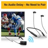 HomeSpot Wireless Neckband Headphones for TV Watching with Bluetooth 5.3 aptX LL Transmitter No Delay Lightweight High Volume Ideal for Seniors 3.5mm Aux RCA TOSLINK Optical