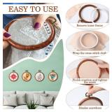Burbell 15 Pcs 4 Inch Round Embroidery Hoops Frame Circle Rubber Hoops Ring Display Cross Stitch Ornament Imitated Wood Frame Kits for Spring Gifts Valentines Day Craft Sewing DIY Hanging Gifts