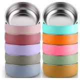 Nuogo 10 Pcs 304 Stainless Steel Baby Bowls with Removable Silicone Shell Toddler Bowls Kids Anti Scald Snack Container for Food Feeding, Dishwasher Safe (Mixed Color)