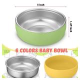 Nuogo 10 Pcs 304 Stainless Steel Baby Bowls with Removable Silicone Shell Toddler Bowls Kids Anti Scald Snack Container for Food Feeding, Dishwasher Safe (Mixed Color)