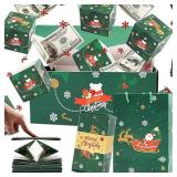 Gift Box for Cash,Unique Folding Bouncing Red Envelope Gift Box,Christmas Box Empty Gift Boxes with Greeting Card