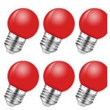 MZyoyo Red Light Bulb,1W E26 Red LED Lights Bulb,Small Colored Bulbs for Outdoor Indoor,Red Night Lights Bulb 1W Equivalent 5 Watt,Red Colored Bulbs for Halloween Party Christmas Bedroom,Pack of 5