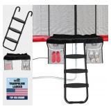 Eurmax USA Universal Easy-to-Assemble Trampoline Ladder, 3 Steps with Wide Steps, Storage Bag, 220 lbs Capacity Trampoline Accessories for Children Kids, Black